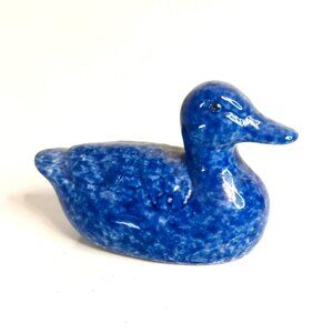 Beachcombers Intl Blue Speckled Duck Figurine Vintage Coastal Bird Decor